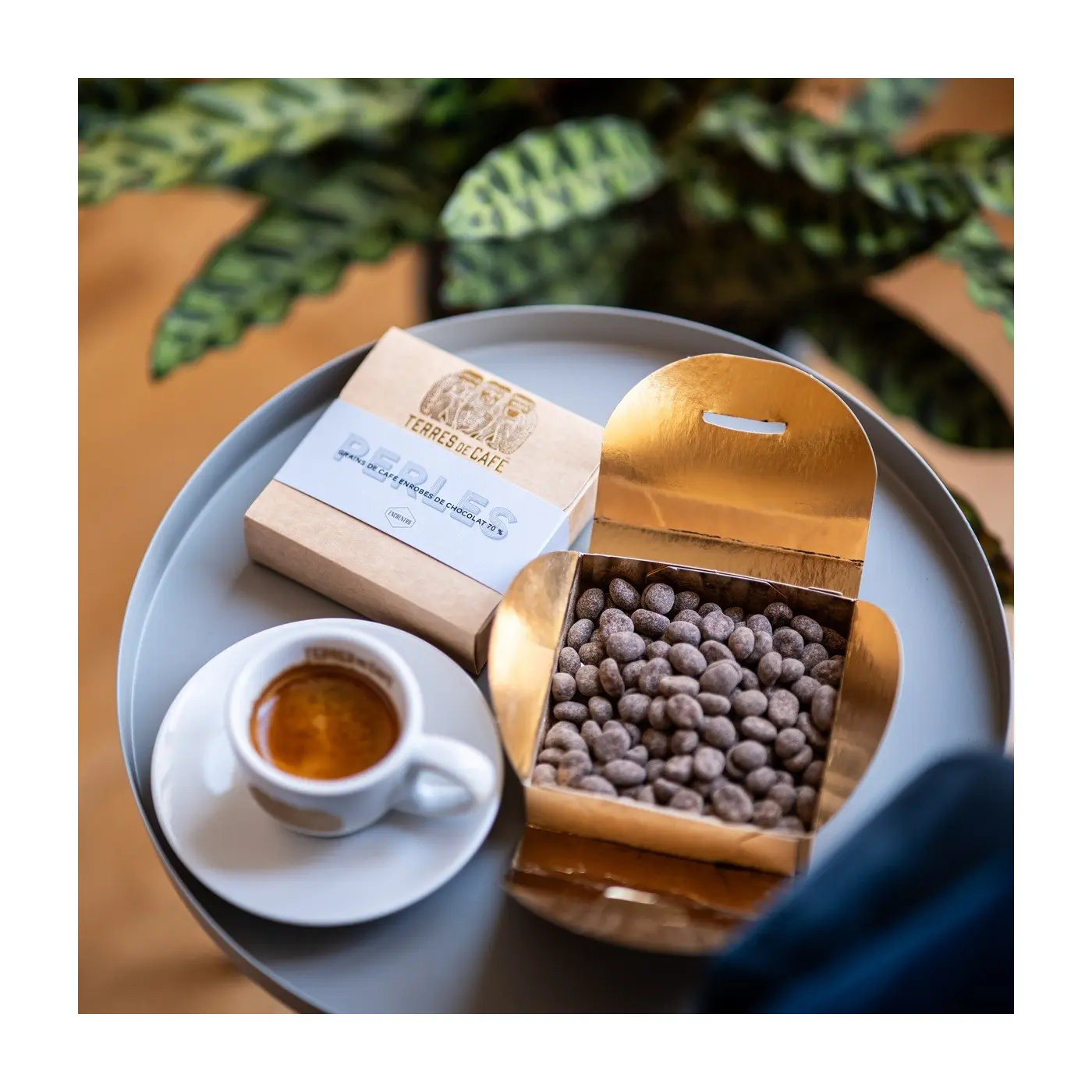 Cacao de spécialité | Perles - Boîte grains de café enrobés de chocolat 70% | Vente en Ligne
