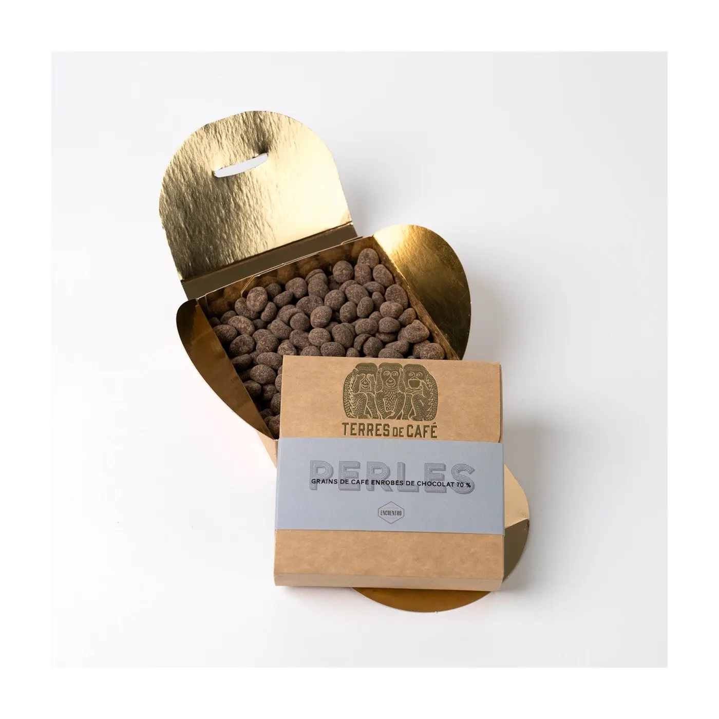 Cacao de spécialité | Perles - Boîte grains de café enrobés de chocolat 70% | Vente en Ligne