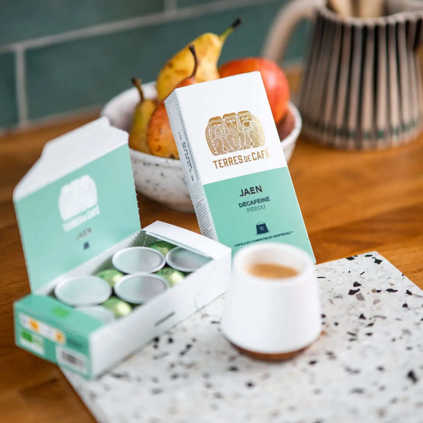 Café de spécialité en capsules | Jaen decaffeinated capules| Terres de Café